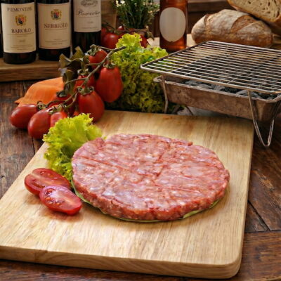 Hamburger Rustico di Bovino Adulto Fassone Piemontese e Suino gr150